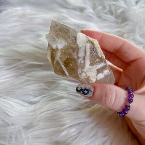 Raw quartz with calcite chunk